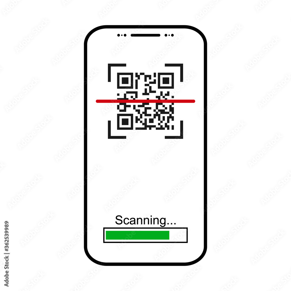 Mobil scan flat icon isolated on white background. QR code reader vector illustration Mobil scan flat icon isolated on white background. QR code reader vector illustration