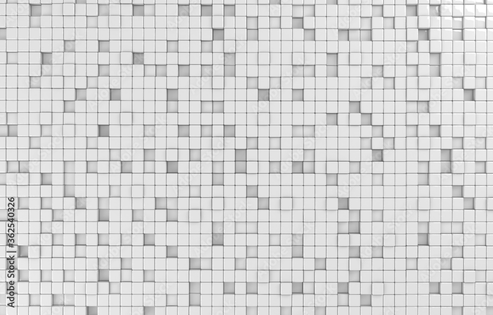 Abstract geometric shape of white cubes 3d render. Futuristic fashioned glossy background. Abstract geometric shape of white cubes 3d render. Futuristic fashioned glossy background.