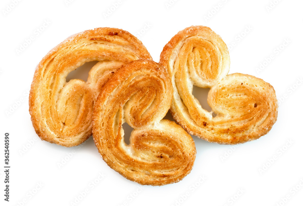 cookies of puff pastry isolated on a white cookies of puff pastry isolated on a white