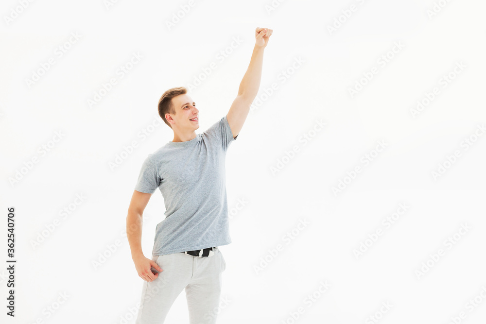 successful happy young man looking forward. isolated on white