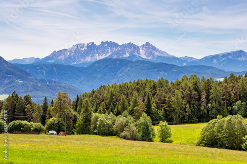 Landscape view of the mountains in South Tyrol, Renon-Ritten region, Italy.