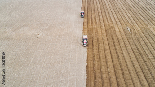 seeder sows in the field, North China