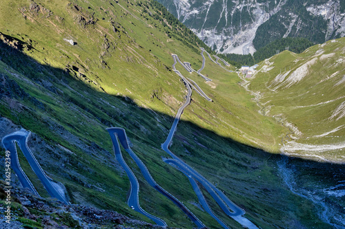 Italy, Stelvio National Park. Famous road to Stelvio Pass in Ortler Alps. © rudiernst