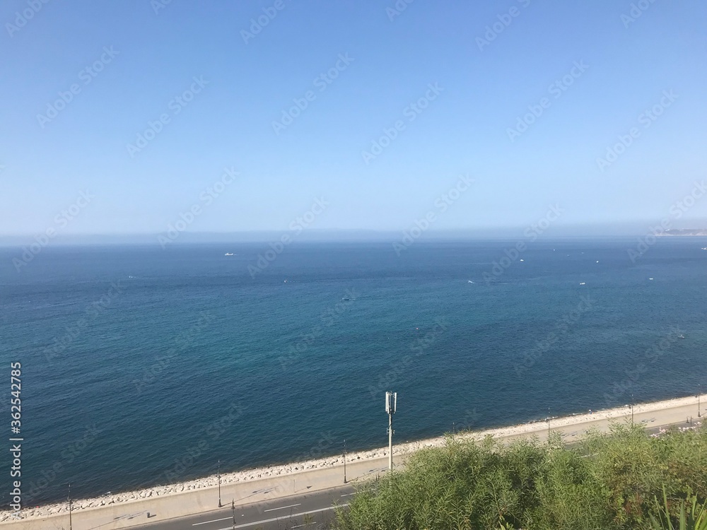 Tangier / Morocco - August 3 2019 : Nice view of sea of ​​Tangier, Morocco