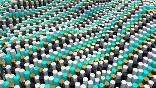 Abstract cylinders background. 3D shapes illustration. Modern graphic design. 3d objects wallpaper.