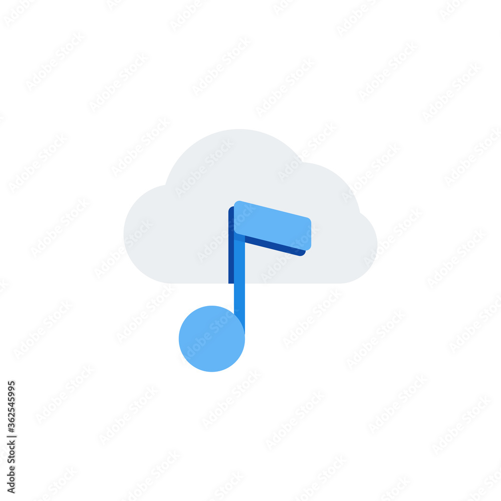 flat style icon of music note cloud isolated on white background. EPS 10 flat style icon of music note cloud isolated on white background. EPS 10