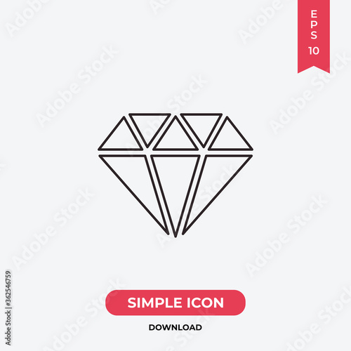 Diamond icon vector. Crystal sign