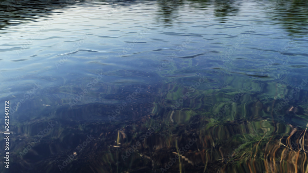 Water surface with reflection and glare Water surface with reflection and glare
