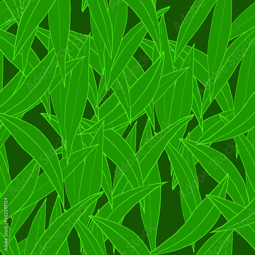 Vector seamless pattern with green leaves. Ecologic style. For textiles, fabrics, covers, wallpapers, print, wrapping gift