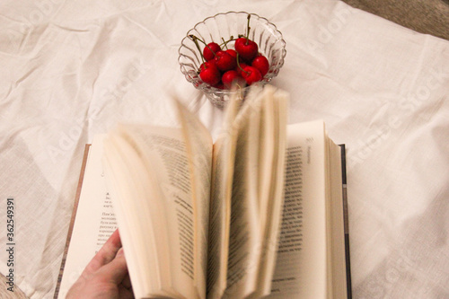 open book with flower