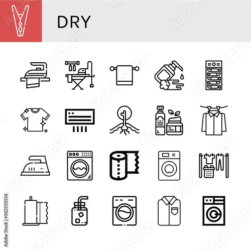 dry simple icons set