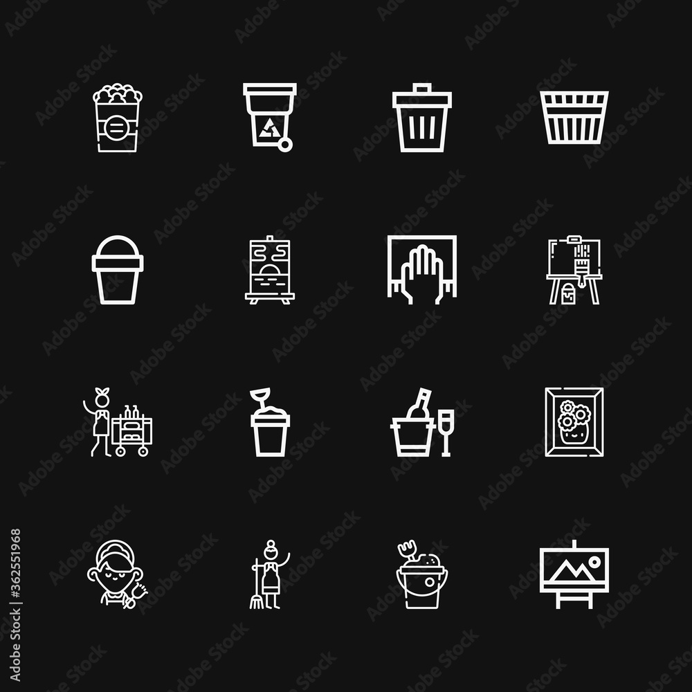 Editable 16 bucket icons for web and mobile