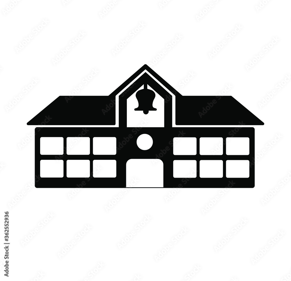 school building icon on white background school building icon on white background