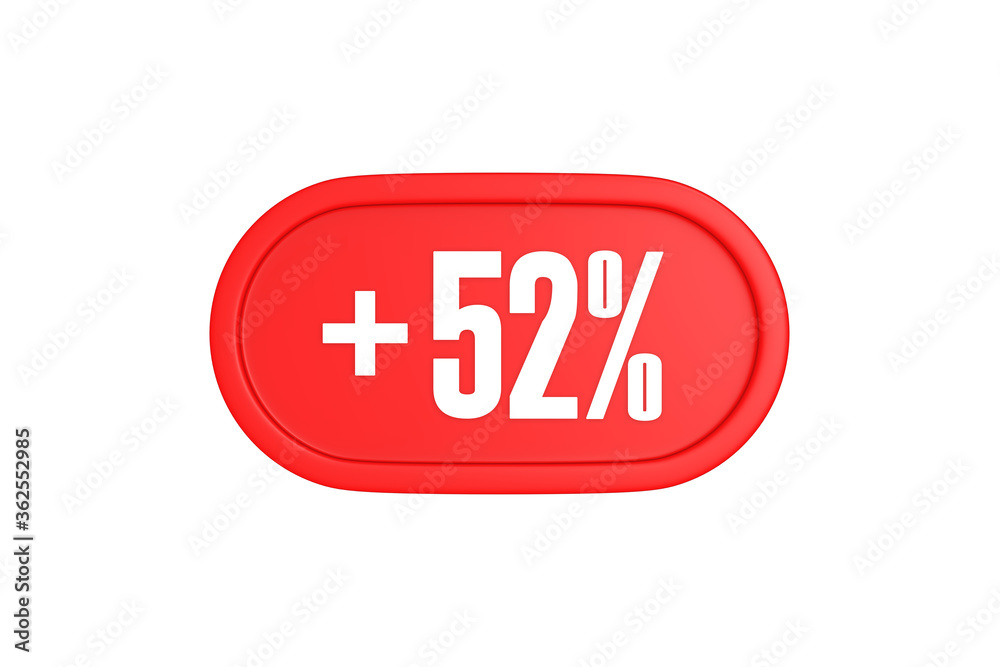52 Percent increase 3d sign in red color isolated on white background, 3d illustration. 52 Percent increase 3d sign in red color isolated on white background, 3d illustration.