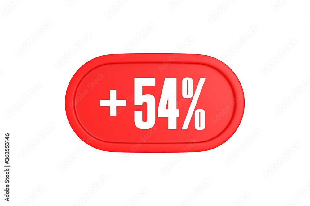 54 Percent increase 3d sign in red color isolated on white background, 3d illustration. 54 Percent increase 3d sign in red color isolated on white background, 3d illustration.