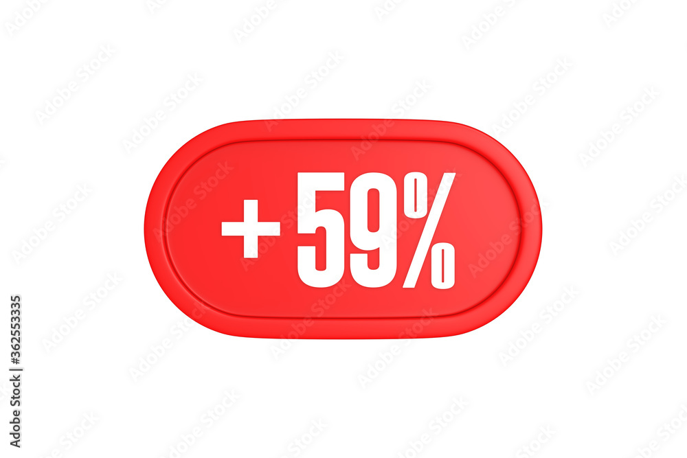 59 Percent increase 3d sign in red color isolated on white background, 3d illustration. 59 Percent increase 3d sign in red color isolated on white background, 3d illustration.