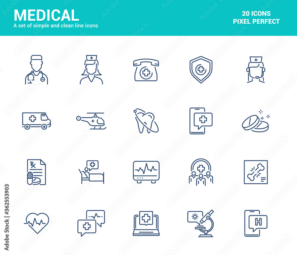 Fototapeta premium Flat line icons design - Medical