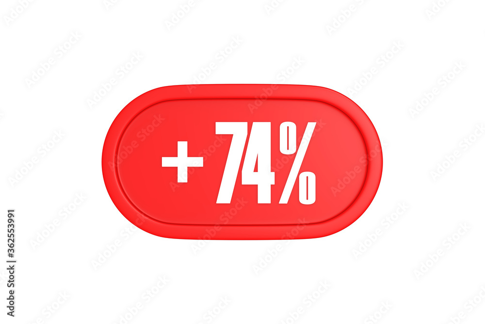 74 Percent increase 3d sign in red color isolated on white background, 3d illustration. 74 Percent increase 3d sign in red color isolated on white background, 3d illustration.