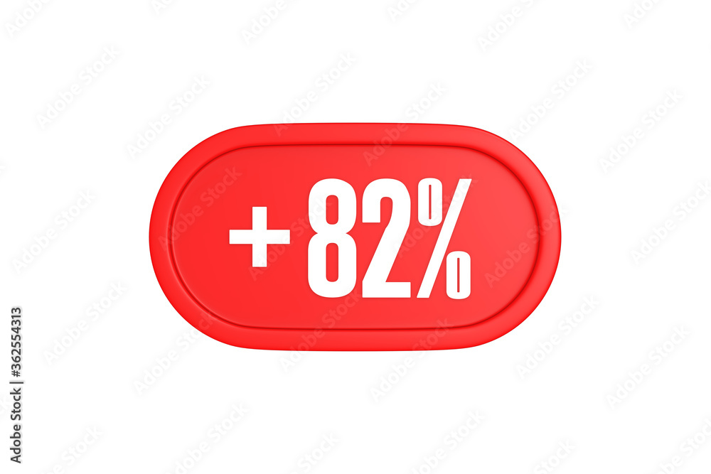 82 Percent increase 3d sign in red color isolated on white background, 3d illustration. 82 Percent increase 3d sign in red color isolated on white background, 3d illustration.