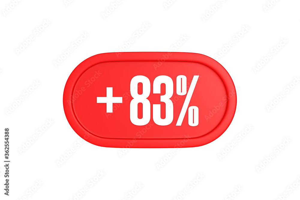 83 Percent increase 3d sign in red color isolated on white background, 3d illustration. 83 Percent increase 3d sign in red color isolated on white background, 3d illustration.
