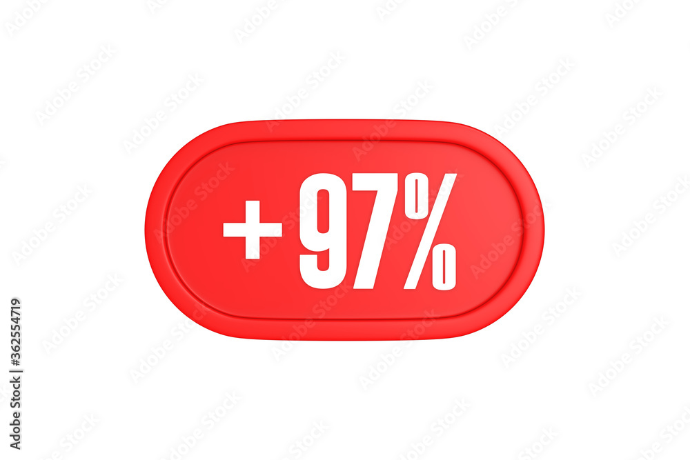 97 Percent increase 3d sign in red color isolated on white background, 3d illustration. 97 Percent increase 3d sign in red color isolated on white background, 3d illustration.