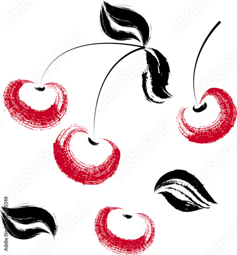 Berry cherry brushes vector image