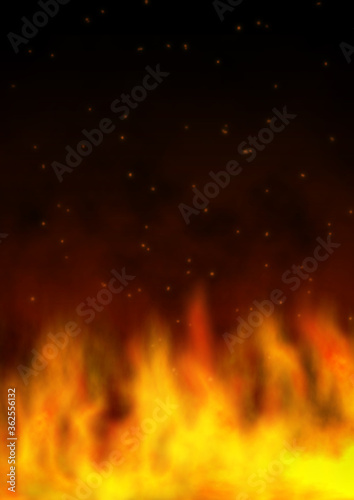 火の粉を爆ぜながら燃える真っ赤な炎の背景素材
