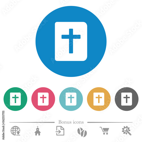 Holy bible flat round icons