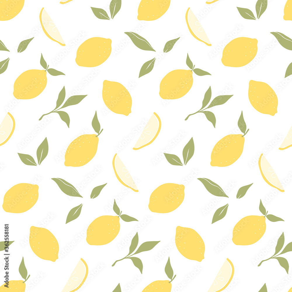 Trendy seamless pattern with hand drawn lemons. Abstract overlapping backdrop with citrus fruits. Modern lemon wallpaper. Vector illustration, good for printing. Trendy seamless pattern with hand drawn lemons. Abstract overlapping backdrop with citrus fruits. Modern lemon wallpaper. Vector illustration, good for printing.