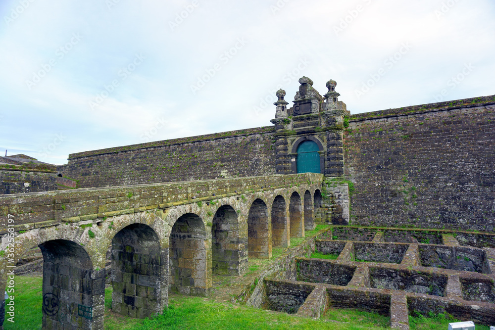 Front door of San Joao Baptista fortress, Angra do Heroismo, Terceira, Azores islands, Portugal