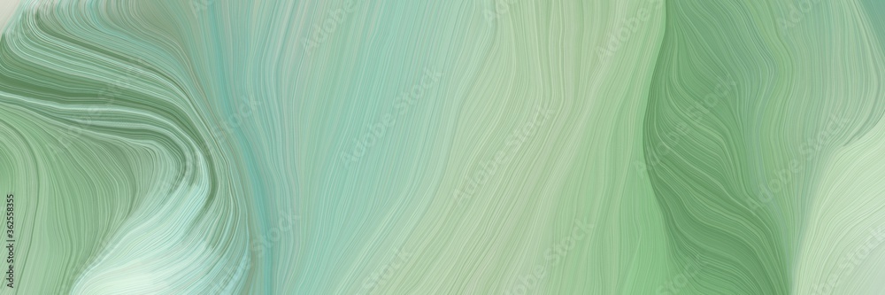 inconspicuous banner with colorful modern soft curvy waves background design with dark sea green, gray gray and pastel gray color