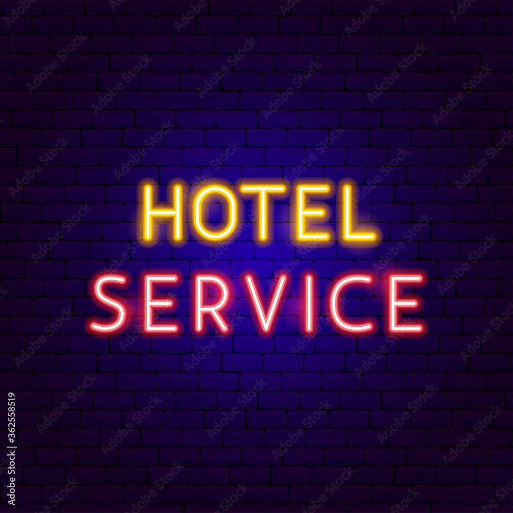 Hotel Service Neon Text
