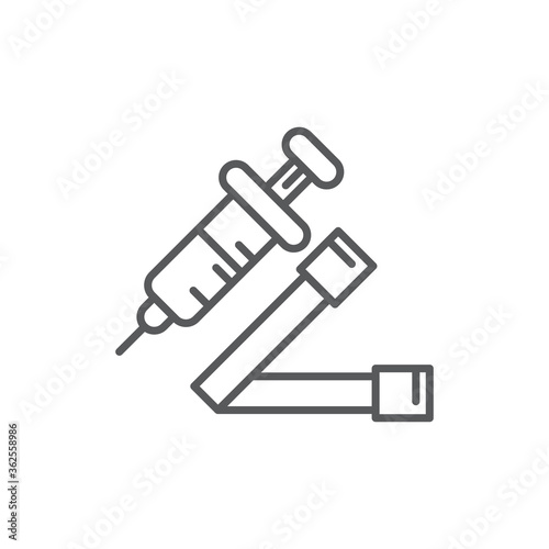 Tourniquet and syringe vector icon symbol isolated on white background