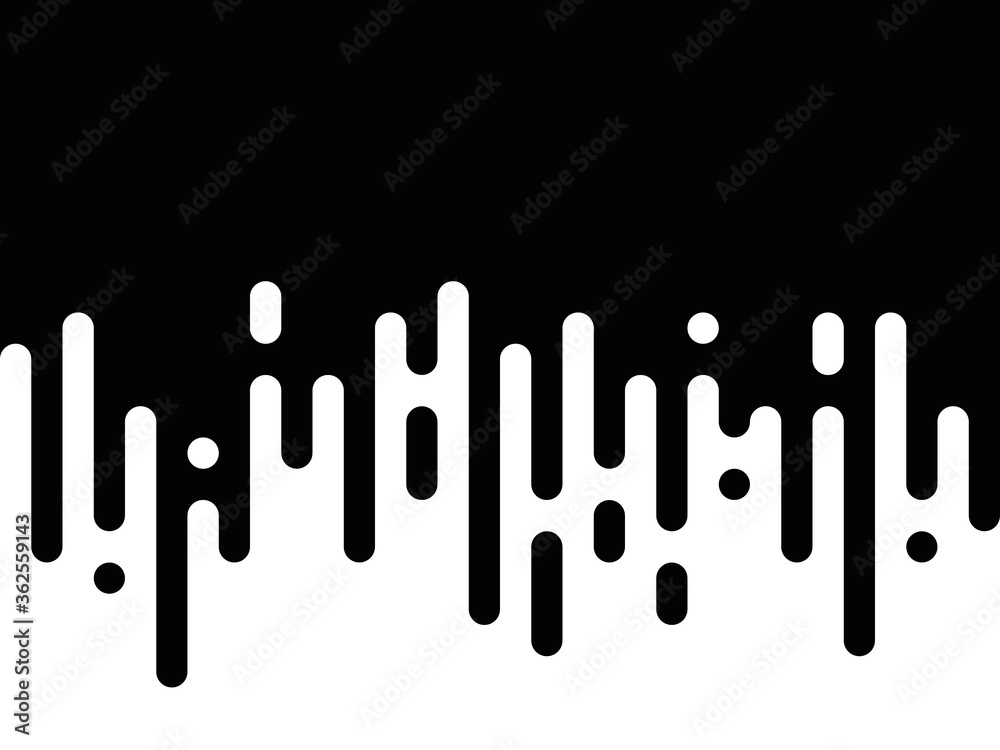 Seamless vector abstract transition of two colors. Rounded lines blended in. Looks like dipping paint or rain. Black and white contrast - obrazy, fototapety, plakaty 