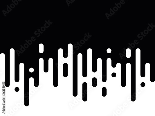Seamless vector abstract transition of two colors. Rounded lines blended in. Looks like dipping paint or rain. Black and white contrast
