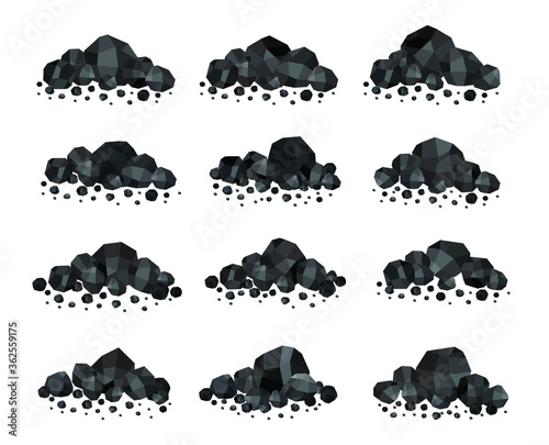 Pile of charcoal ,pile of coal isolated on white background