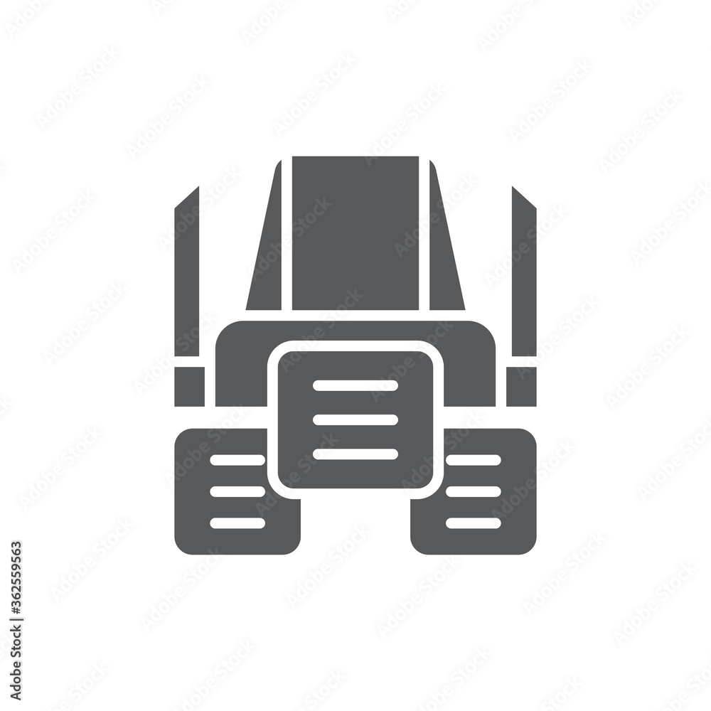 Tractor front vector icon symbol tools isolated on white background Tractor front vector icon symbol tools isolated on white background