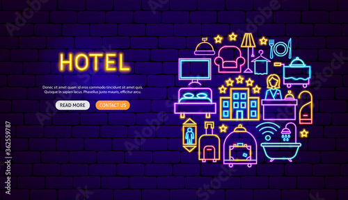 Hotel Neon Banner Design