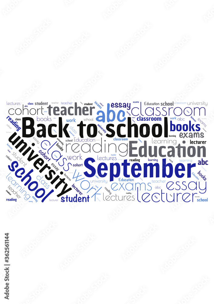 Illustration of a word cloud with words representing education Illustration of a word cloud with words representing education