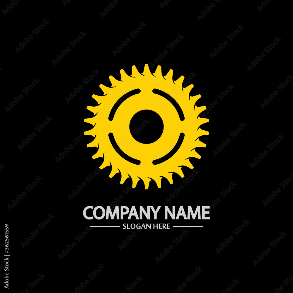 Naklejka premium Gear vector logo isolated on a black background. Icon silhouette design template. Simple symbol concept in flat style. Abstract sign pictogram for web mobile and infographics.