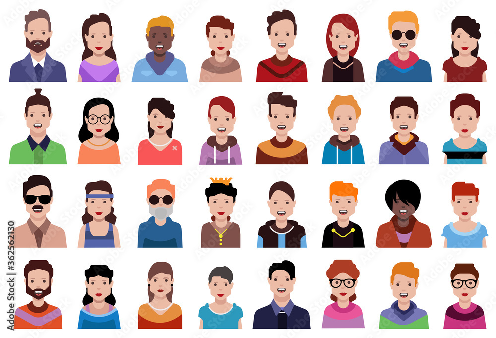 User avatars, avatars with empty faces and heads for social network ( Male and female faces ) User avatars, avatars with empty faces and heads for social network ( Male and female faces )