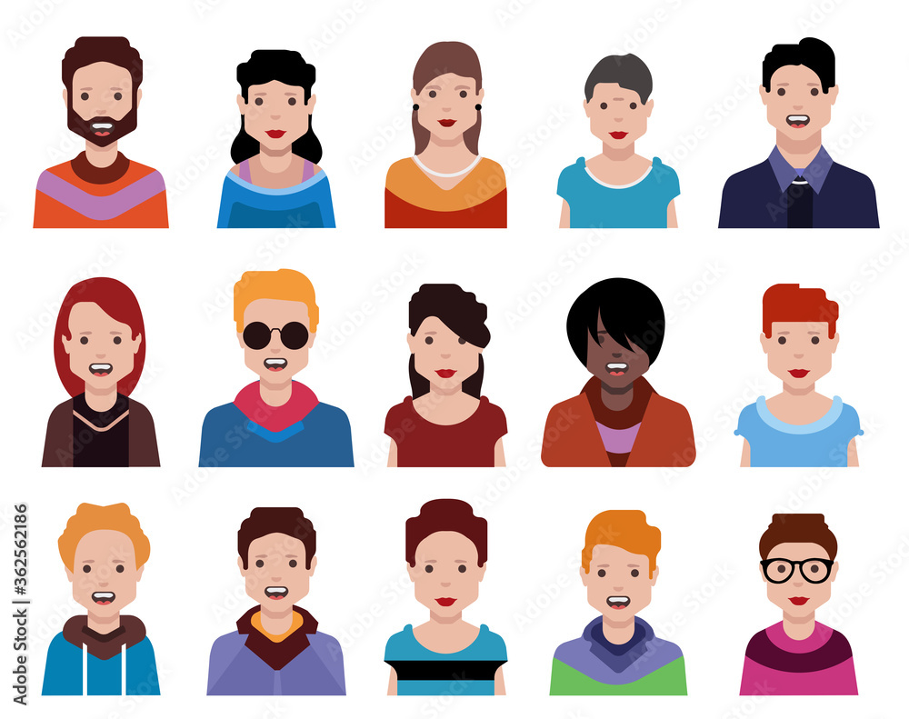 User avatars, avatars with empty faces and heads for social network ( Male and female faces ) User avatars, avatars with empty faces and heads for social network ( Male and female faces )