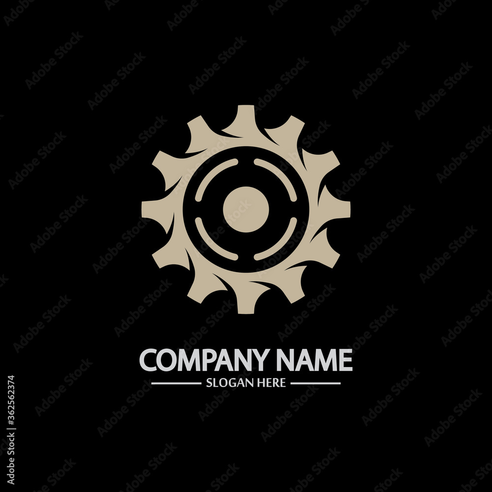 Gear vector logo isolated on a black background. Icon silhouette design template. Simple symbol concept in flat style. Abstract sign pictogram for web mobile and infographics. Gear vector logo isolated on a black background. Icon silhouette design template. Simple symbol concept in flat style. Abstract sign pictogram for web mobile and infographics.