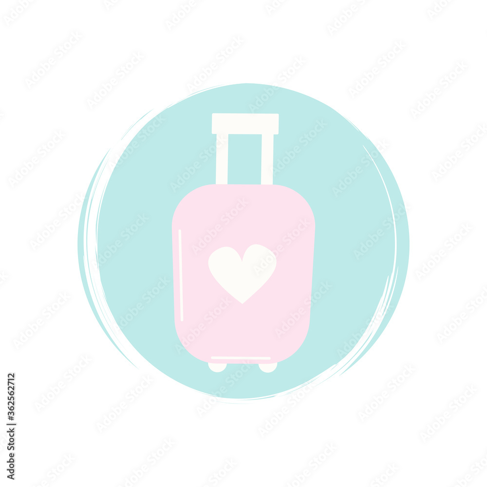 Suitcase icon logo vector illustration on circle with brush texture for social media story highlight Suitcase icon logo vector illustration on circle with brush texture for social media story highlight