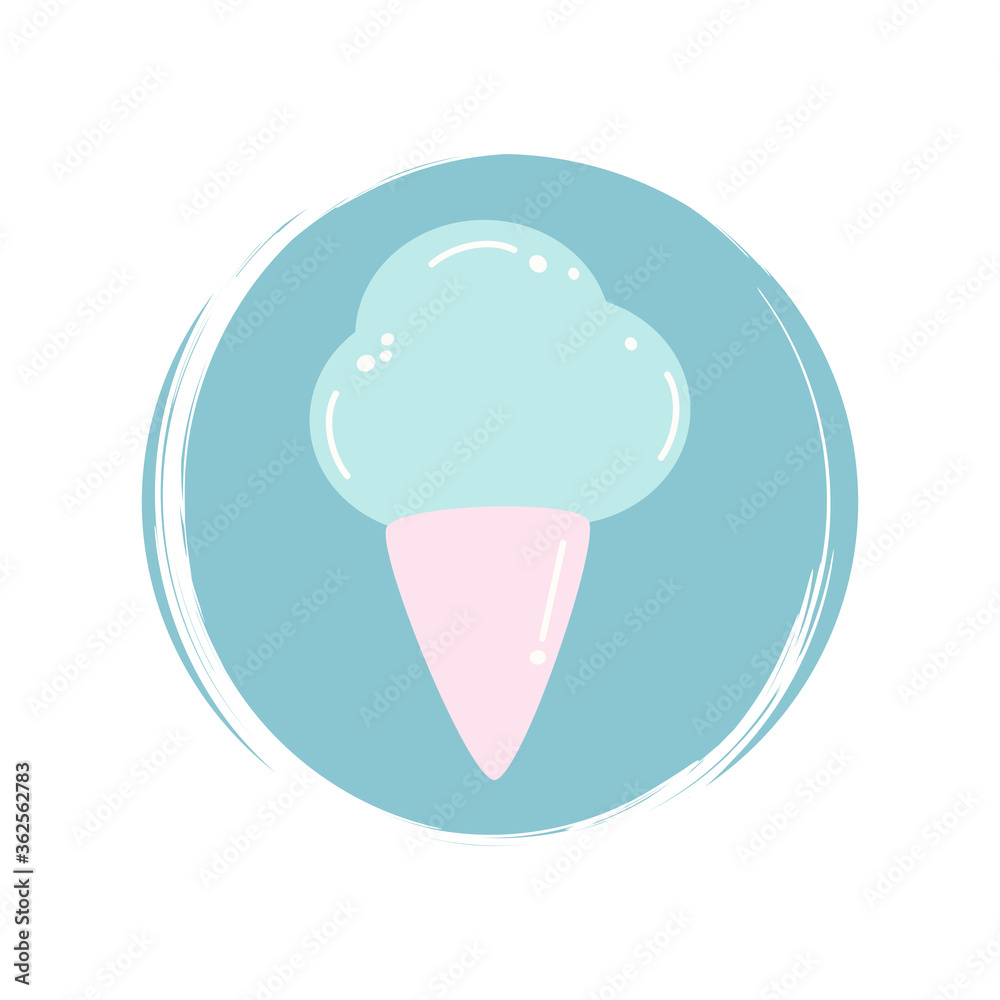 Ice cream icon logo vector illustration on circle with brush texture for social media story highlight Ice cream icon logo vector illustration on circle with brush texture for social media story highlight