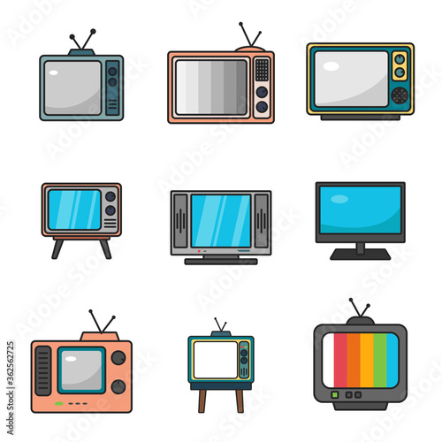 set of retro tv