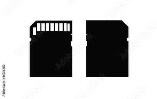 SD Card on white background, front back view