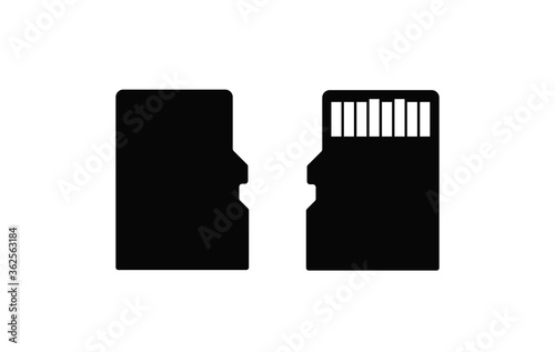 MICRO SD Card on white background, front back view