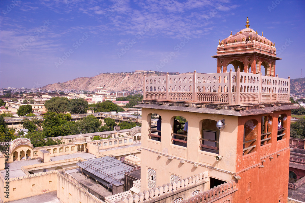 Wide angle view of a palace located in Jaipur city Rajasthan, India