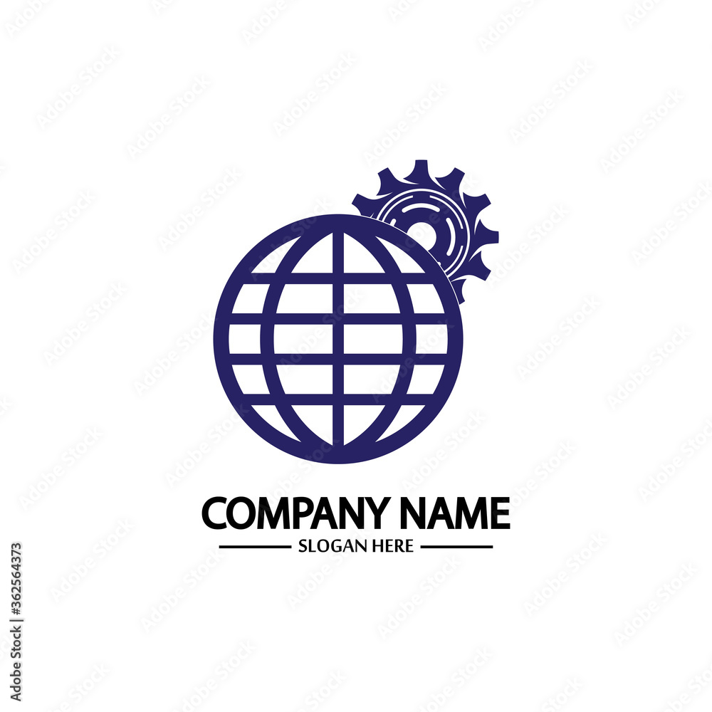 Global Engineer World Gear Logo Design Template Global Engineer World Gear Logo Design Template